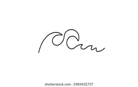 una línea continua que dibuja la Ilustración vectorial de la onda del mar