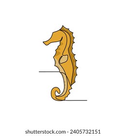 One continuous line drawing of Seahorses vector illustration. Dive into the world of their unusual body shape, prehensile tails, and lack of teeth. Animal design suitable for your asset design.