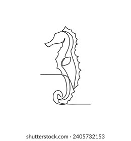 One continuous line drawing of Seahorses vector illustration. Dive into the world of their unusual body shape, prehensile tails, and lack of teeth. Animal design suitable for your asset design.