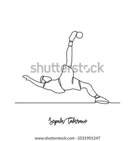 One continuous line drawing of Sepak Takraw sport vector illustration. Traditional sports design in simple linear continuous style vector concept. Sport theme design for your asset design illustration