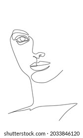 Eine kontinuierliche Linie zeichnen sexy Schönheit Frau abstrakte Gesicht minimalistischen Stil. Female Modekonzept für T-Shirt, Kosmetik, Taschendruck. Dynamische Einzeilengrafik-Grafikgrafik