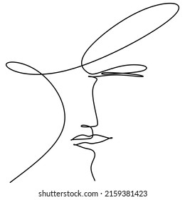 Eine kontinuierliche Linie zeichnen sexy Schönheit Frau abstrakte Gesicht minimalistischen Stil. Female Modekonzept für T-Shirt, Kosmetik, Taschendruck. Abstrakte Grafik mit Einzelzeilenzeichnung, Vektorgrafik