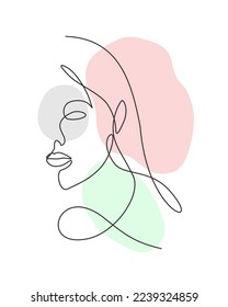 Una línea contínua dibujando belleza sexy mujer abstracta cara estilo minimalista. Concepto de moda femenina para camisetas, cosméticos, bolsos de té. Ilustración gráfica de diseño de trazos de línea única dinámica