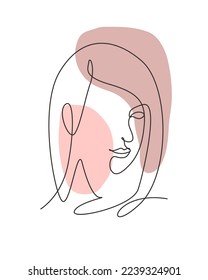 Eine kontinuierliche Linie zeichnen sexy Schönheit Frau abstrakte Gesicht minimalistischen Stil. Female Modekonzept für T-Shirt, Kosmetik, Taschendruck. Dynamische Einzeilengrafik-Grafikgrafik