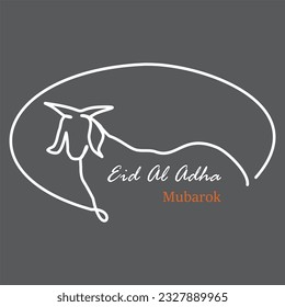 One continuous line drawing of sheep or goat as a symbol of sacrificial animals on Eid al-Adha. Vector illustration of a sheep image on a black background, as the icon of the sacrificial animal.