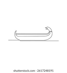 One continuous line drawing of Ship vehicle vector design illustration. Modern and traditional sea vehicle design in simple linear style concept. Ship design for your asset and educational purpose.