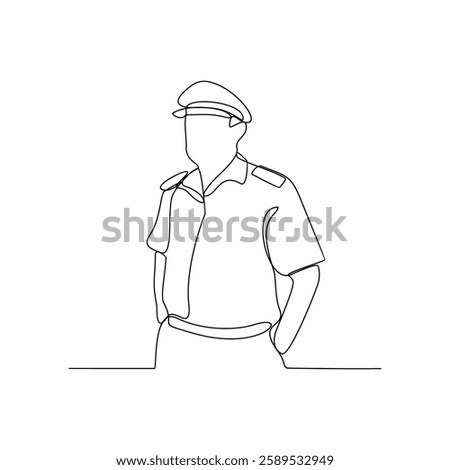 One continuous line drawing of a Ship Master is on duty vector design illustration. Ship Master design illustration simple linear style vector concept. Ship Master  illustration for your asset design.