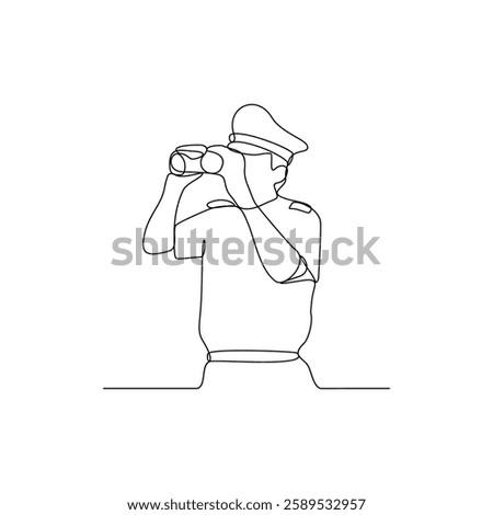 One continuous line drawing of a Ship Master is on duty vector design illustration. Ship Master design illustration simple linear style vector concept. Ship Master  illustration for your asset design.