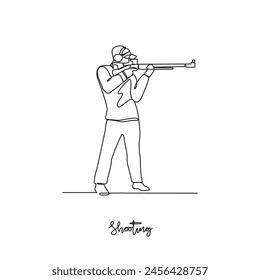 One continuous line drawing of Shooting sports vector illustration. Shooting sports design in simple linear continuous style vector concept. Sports themes design for your asset design illustration