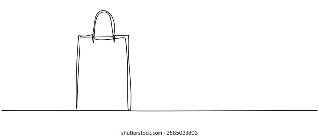 one continuous line drawing shopping bag on a minimalistic background featuring clean lines and understated design elements