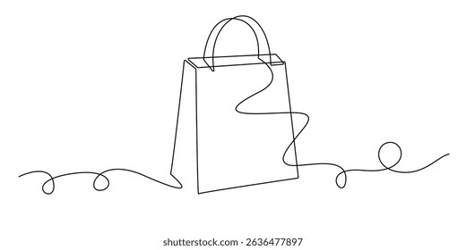 one continuous line drawing of shopping bag.symbol sign for discount price,mall,online shopping,black friday sale.one single line vector