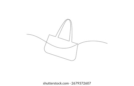 One continuous line drawing of a shopping bag perfect for logos, posters, banners, or minimalist branding