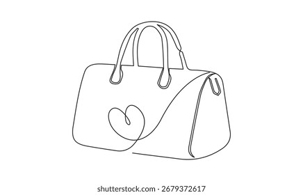 One continuous line drawing of a shopping bag perfect for logos, posters, banners, or minimalist branding