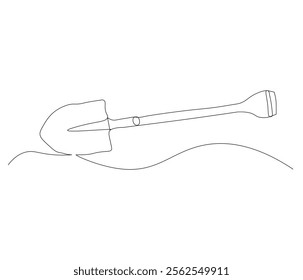 One continuous line drawing of shovel. Single line of shovel vector illustration
