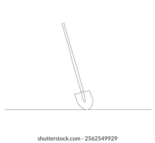 One continuous line drawing of shovel. Single line of shovel vector illustration
