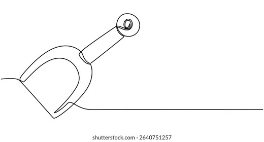One Continuous Line Drawing of Shovel Icon. Single Line Vector Illustration, Continuous line drawing of shovel. Shovel linear icon. One line drawing background. Vector illustration. Shovel continuous