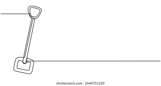 One Continuous Line Drawing of Shovel Icon. Single Line Vector Illustration, Continuous line drawing of shovel. Shovel linear icon. One line drawing background. Vector illustration. Shovel continuous
