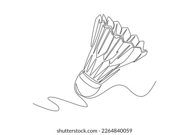 One continuous line drawing shuttlecock. sport ball concept. One line draw graphic design vector