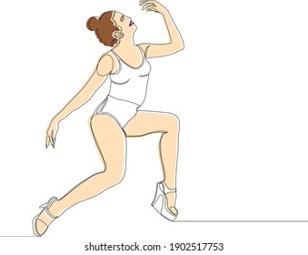 One continuous line drawing. Silhouette of a woman with painted skin. Minimalism in drawing. Vector illustration.