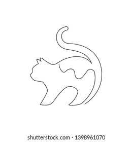 One continuous line drawing of simple cute cat kitten icon. Kitty mammals animal logo emblem vector concept. Trendy single line draw design graphic illustration