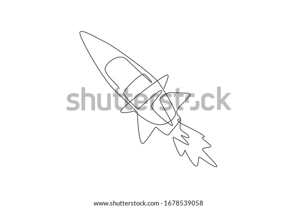 One Continuous Line Drawing Simple Retro Stock Vector Royalty Free
