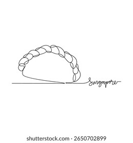 One continuous line drawing of Singapore signature themes design vector illustration. Singapore iconic food in simple linear style vector design concept. Good design for tourism and travel campaign.