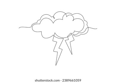 One continuous line drawing of Sky clouds white. Clouds concept. Doodle vector illustration in simple linear style.