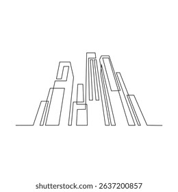 One continuous line drawing of a skyscraper that grows from foundation to top vector illustration. National development theme design in simple linear style concept. Suitable for your asset design.