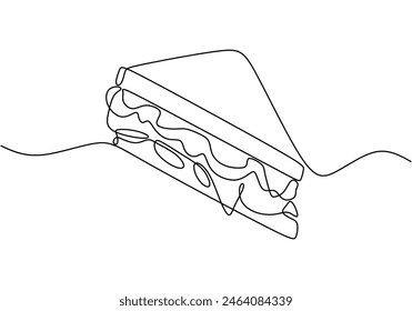 one continuous line drawing of slice pizza isolated on white background. Fast Food minimalism vector illustration.