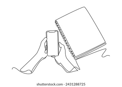 One continuous line drawing of smartphone concept. Doodle vector illustration in simple linear style.