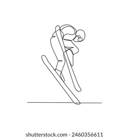 One continuous line drawing of Snowboard sports vector illustration. Snowboard sports design in simple linear continuous style vector concept. Sports themes design for your asset design illustration.