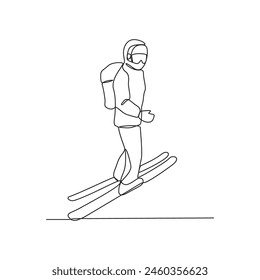 One continuous line drawing of Snowboard sports vector illustration. Snowboard sports design in simple linear continuous style vector concept. Sports themes design for your asset design illustration.