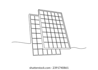 One continuous line drawing of Solar energy concept. Doodle vector illustration in simple linear style.