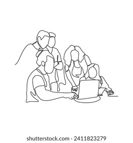 One continuous line drawing of someone presenting in front of an audience vector illustration. Suitable design concept for businessman or business woman presentation their business with linear style.
