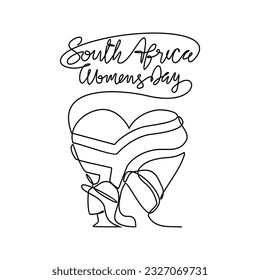 Un dibujo en línea continuo del Día Nacional de la Mujer en Sudáfrica, el 9 de agosto. Diseño del Día Nacional de Sudáfrica en un estilo lineal simple. Ejemplo vectorial del concepto del Día de la Mujer de Sudáfrica