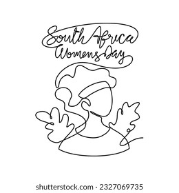 Un dibujo en línea continuo del Día Nacional de la Mujer en Sudáfrica, el 9 de agosto. Diseño del Día Nacional de Sudáfrica en un estilo lineal simple. Ejemplo vectorial del concepto del Día de la Mujer de Sudáfrica