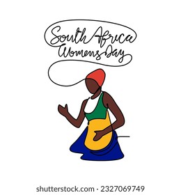 One continuous line drawing of South Africa National Women Day on August 9th. South Africa National Day design in simple linear style. South Africa Women's Day design concept vector illustration