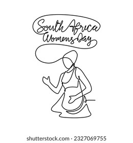 One continuous line drawing of South Africa National Women Day on August 9th. South Africa National Day design in simple linear style. South Africa Women's Day design concept vector illustration