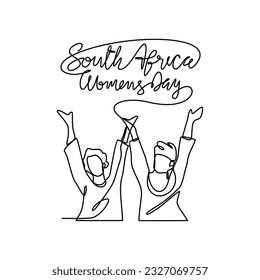 One continuous line drawing of South Africa National Women Day on August 9th. South Africa National Day design in simple linear style. South Africa Women's Day design concept vector illustration