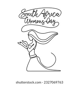 One continuous line drawing of South Africa National Women Day on August 9th. South Africa National Day design in simple linear style. South Africa Women's Day design concept vector illustration