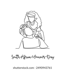 One continuous line drawing of South Africa National Women Day on August 9th. South Africa National Day design in simple linear style. South Africa Women's Day design concept vector illustration