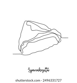 One continuous line drawing of Spanakopita food vector illustration. Traditional food in simple linear style vector design concept. Traditional foods have gained global popularity in world communities