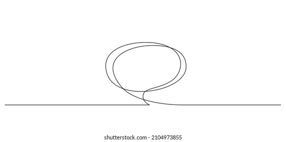 One continuous line drawing of Speech bubble. Chat cloud in simple linear style. Editable stroke. Doodle Vector illustration