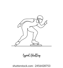 One continuous line drawing of Speed Skating sports vector illustration. Speed Skating sports design in simple linear continuous style vector concept. Sports themes design for your asset design.