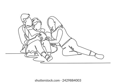 One continuous line drawing of spending time together concept. Doodle vector illustration in simple linear style.