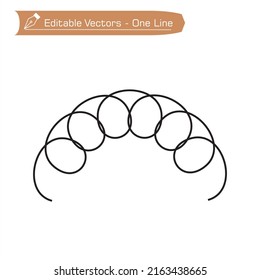 One continuous line drawing of Spiral vector icon, swirl line outline simple style isolated. Metal spiral flexible wire elastic.
