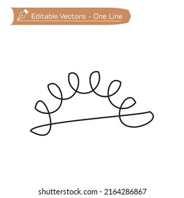 One continuous line drawing of Spiral vector icon, swirl line outline simple style isolated. Metal spiral flexible wire elastic.