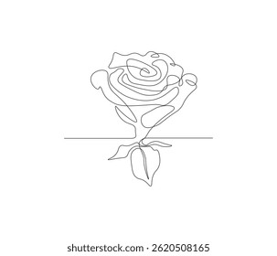 One continuous line drawing of a spring of roses. single line of rose template illustration. editable stroke 