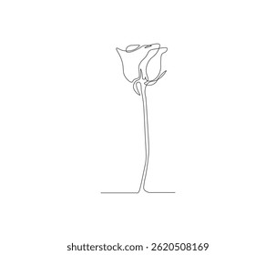 One continuous line drawing of a spring of roses. single line of rose template illustration. editable stroke 