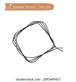 One continuous line drawing of a square rhombus  multilayer frame. Vector rhombus in sketch technique with empty center for text. Vector illustration of rhombus multilayer frame for border. 
